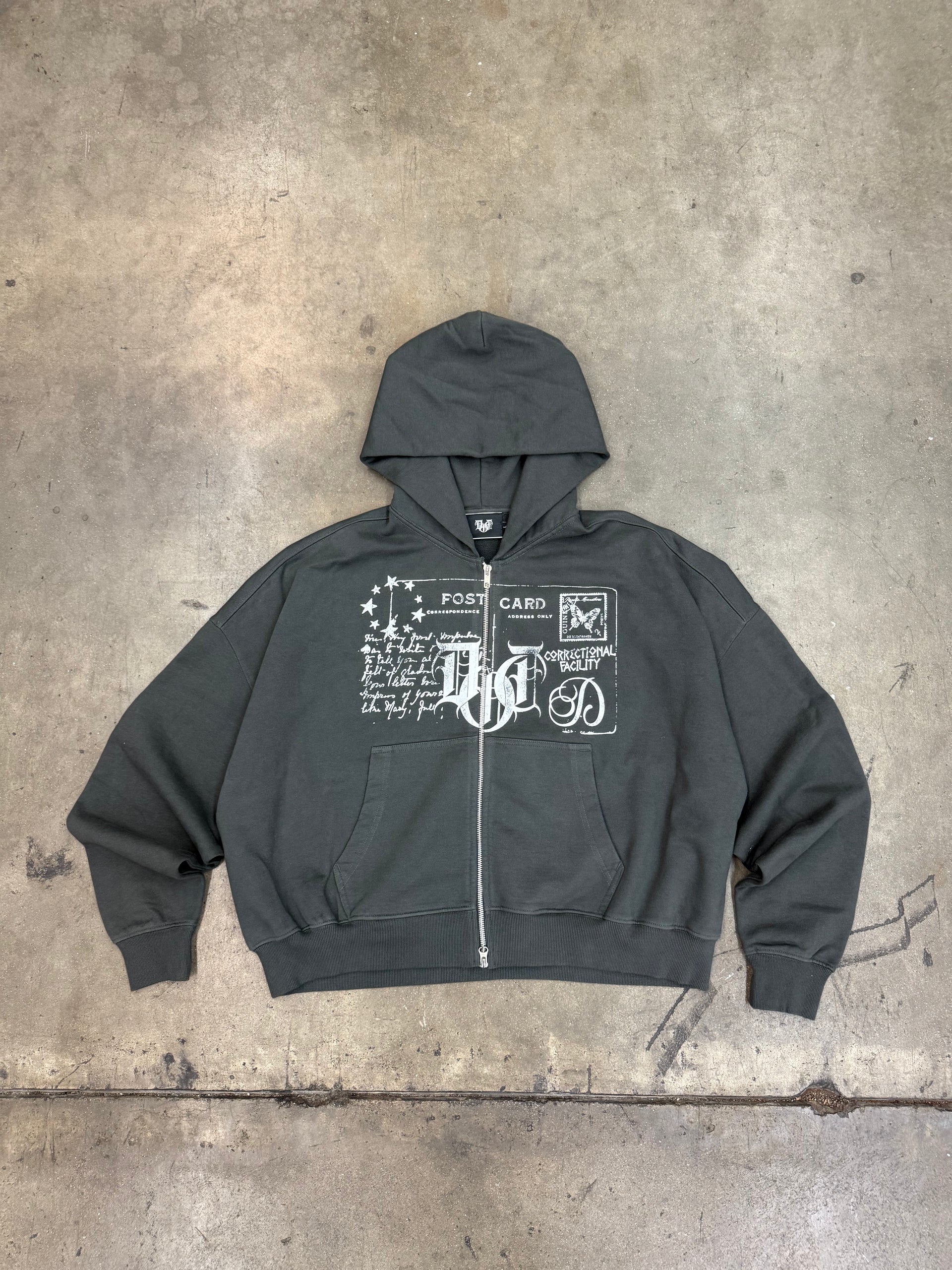 POSTCARD CROPPED DOUBLE ZIP HOODIE